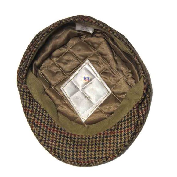Failsworth Wool Newsboy Cap Brown Red Houndstooth Check Chatham Men's Size M - Picture 3 of 3